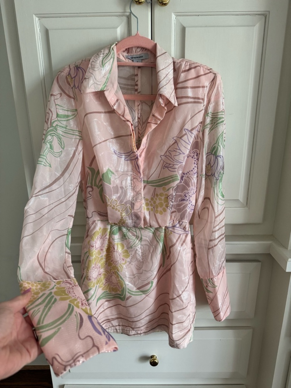 Light Pink Floral Mini Dress, Lightweight, Breathable with open back